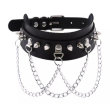 STUDDED COLLAR WITH CHAINS - BLACK STUDDED COLLAR WITH CHAINS - BLACK